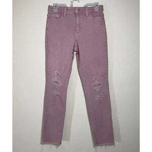 Distressed Pink Jeans Size 4 Denim High Rise Skinny Universal Thread Raw Hem
